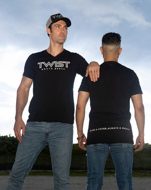 TWIST BLACK V-NECK T-SHIRT